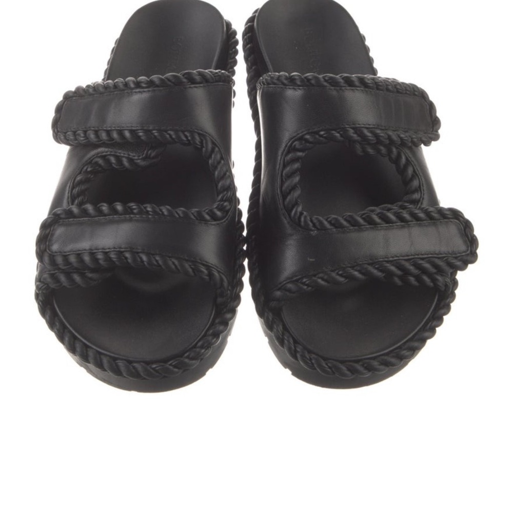 Bottega Veneta Black Braided Slide Sandals